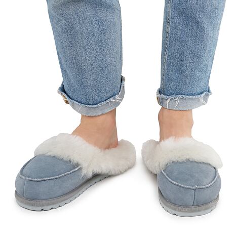 Women's “Vanesa“ Leather Slippers with Wool Lining Blue