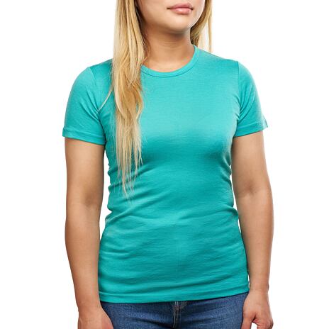 T-shirt à manches courtes en mérinos pour femmes, turquoise