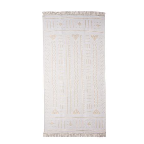 Tapis en coton recyclé à motif, beige-blanc