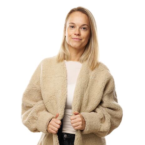 Damen Strickjacke aus Wolle natur