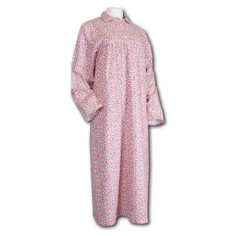 Women's Flannel Nightgown Flower Pink