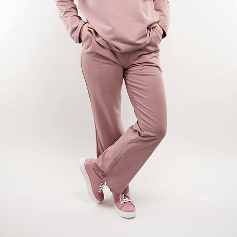 Dames katoenen joggingbroek met elastiek in taille, roze