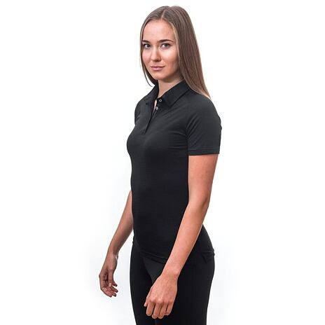Dámske tričko s golierom Sensor Merino Active POLO čierna