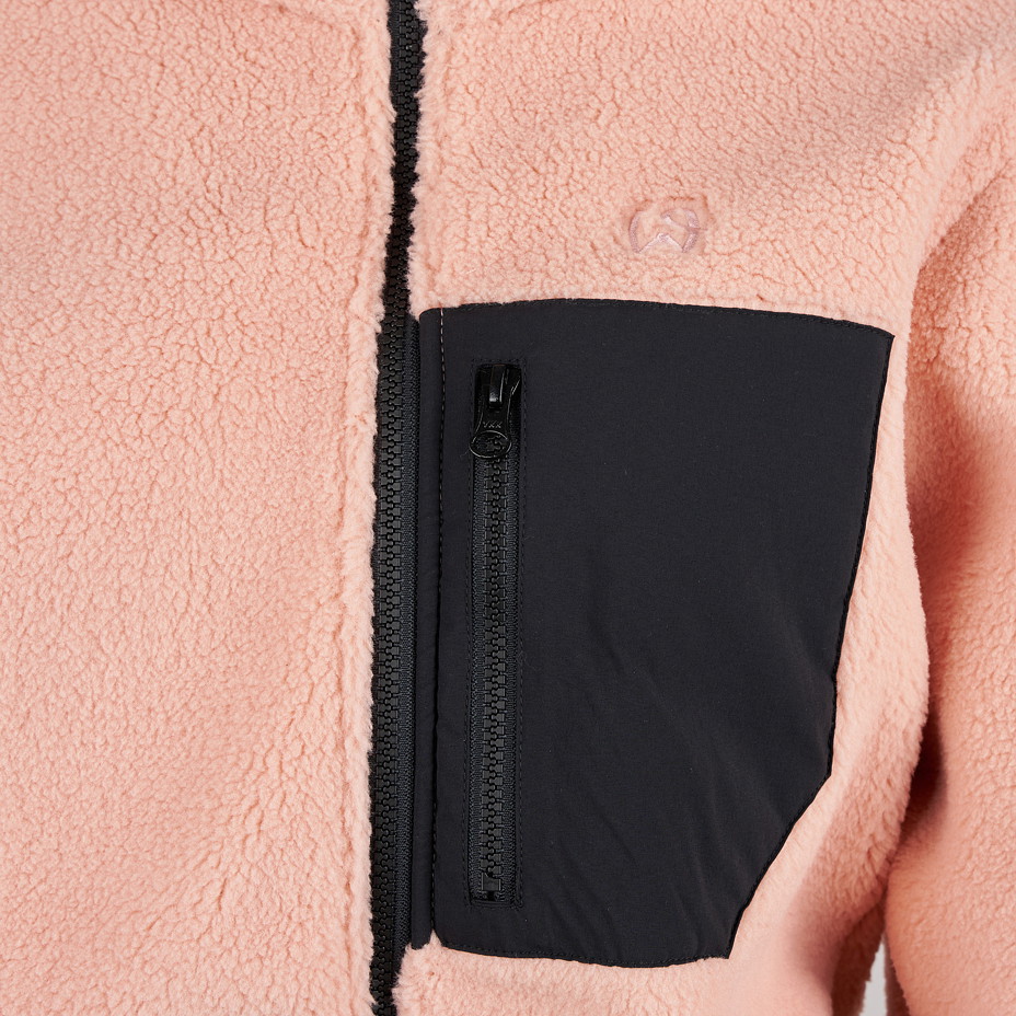 Dámská fleecová mikina s obousměrným zipem růžová