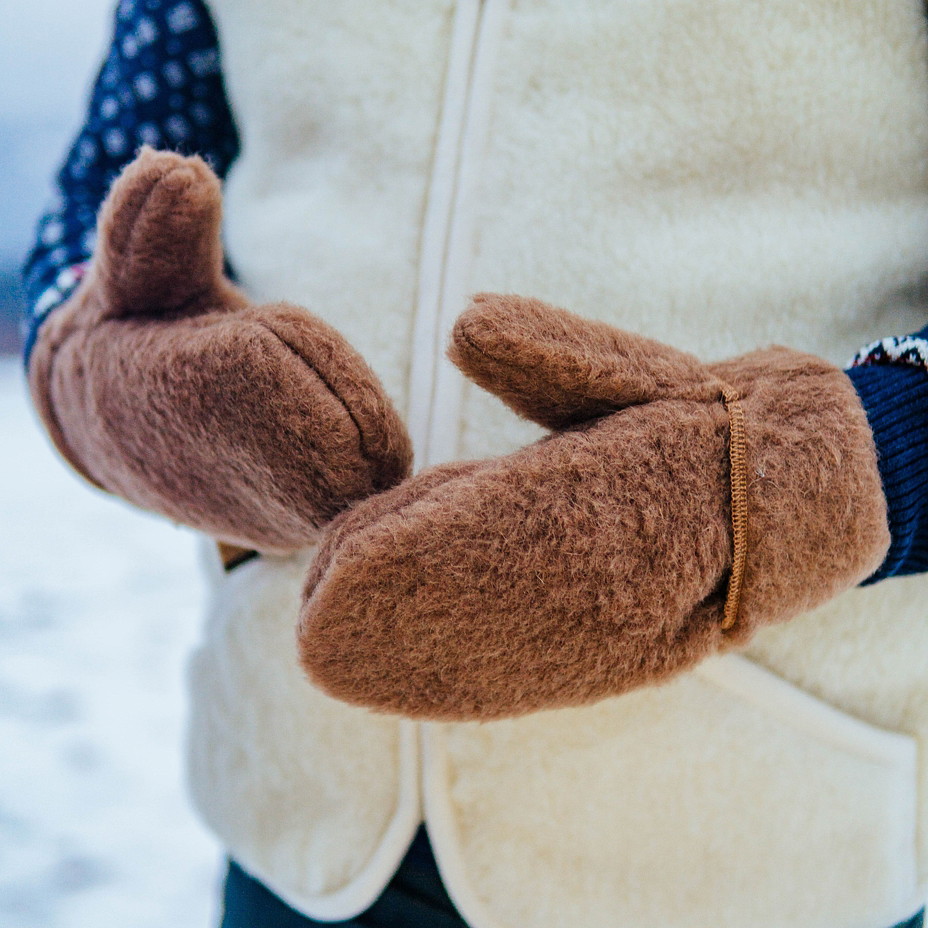Palčáky s velbloudí a ovčí vlnou hnědá