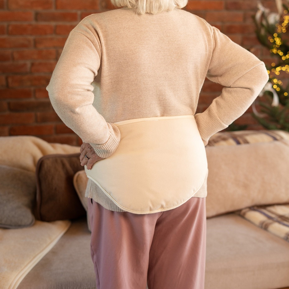 Vlněný ledvinový pás Merino na gumu přírodní