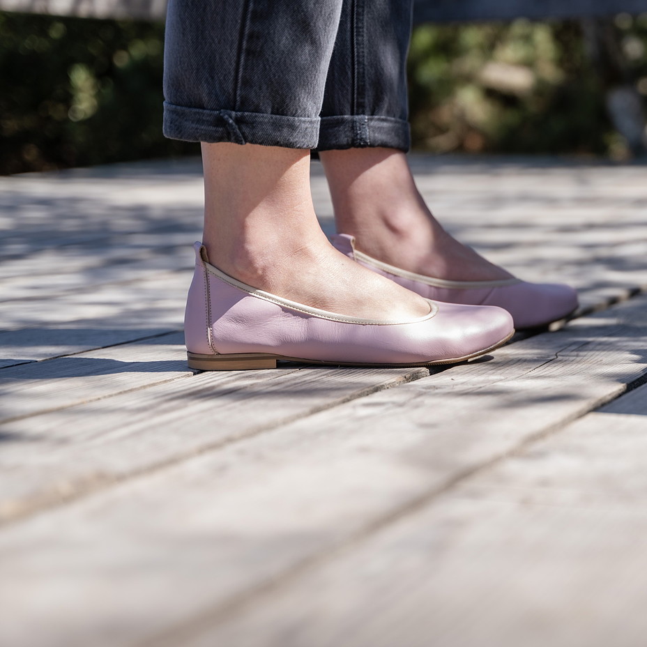 Dámske zdravotné kožené baleríny Vanda ružová