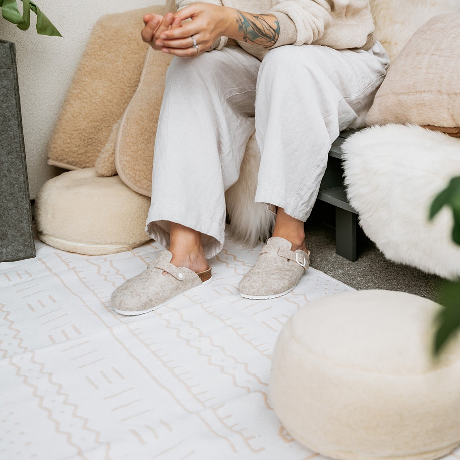 Koberec z recyklované bavlny se vzorem béžovobílá