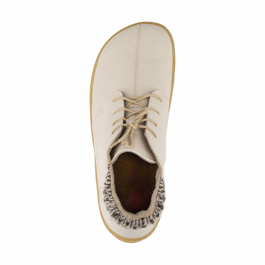 Dámské barefoot kožené kotníkové boty Kiska krémová