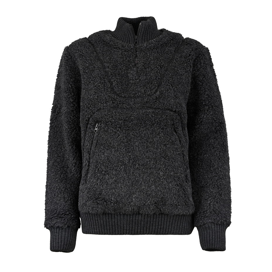 Sweatshirt aus Schafwolle mit Kängurutaschen für Herren dunkelgrau