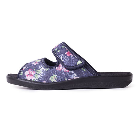 Women's orthopedic slippers Velcro flower - Blue