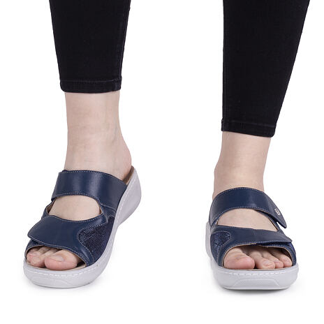 Women's leather slip-ons for bunions "Zuzana" - Blue