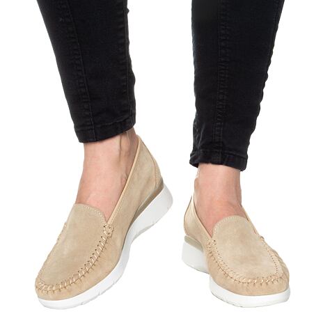 Dames lederen veterschoenen ”Ester” beige