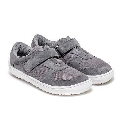 Baskets en cuir pieds nus pour enfants « Joy » gris