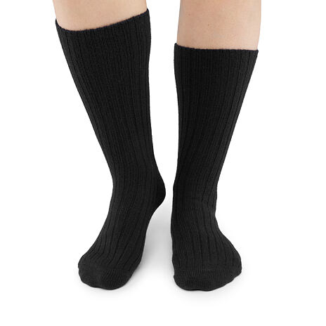 Schafsocken Merino mit Gesundheitssaum schwarz