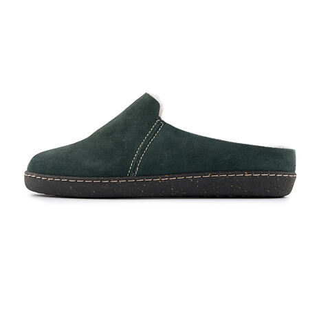 Women’s Pavla Leather Slippers with Wool Lining Dark Green