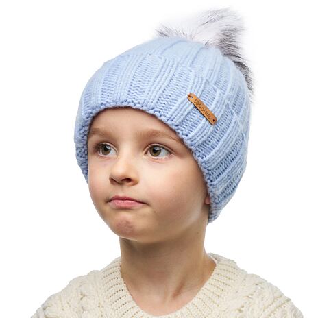 Bonnet Woolee V38 en laine pour enfant bleu clair