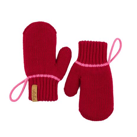 Moufles Vlnka P03 en laine pour enfants rouges avec boucle