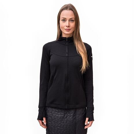 Sweatshirt mit Reißverschluss für Damen Sensor Merino Upper schwarz