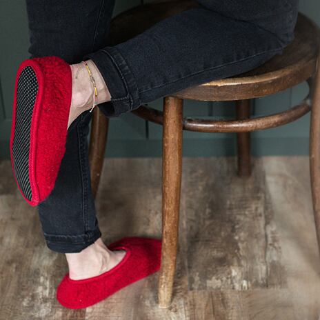 Wool Ballerina Pumps Red