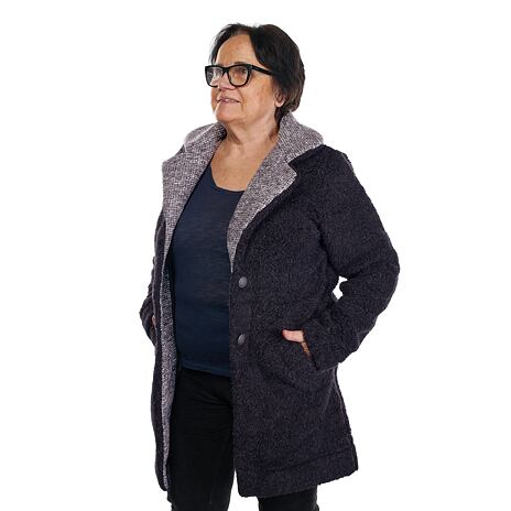 Manteau en laine avec boutons noir