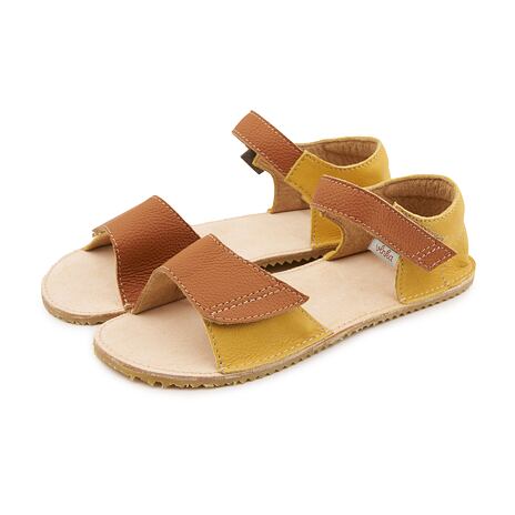 Children's barefoot leather sandals Miri brown