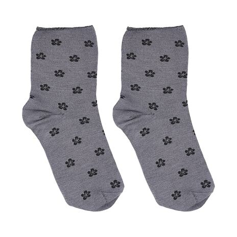 Chaussettes en bambou avec bordure lâche, fleur, grise