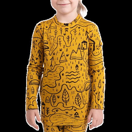 T-shirt à manches longues en mérinos pour enfants avec motif, jaune