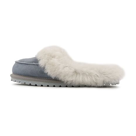 Women's “Vanesa“ Leather Slippers with Wool Lining Blue