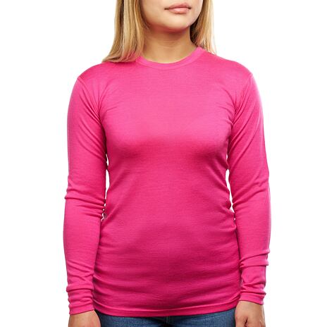 Merino dames T-shirt met lange mouwen roze