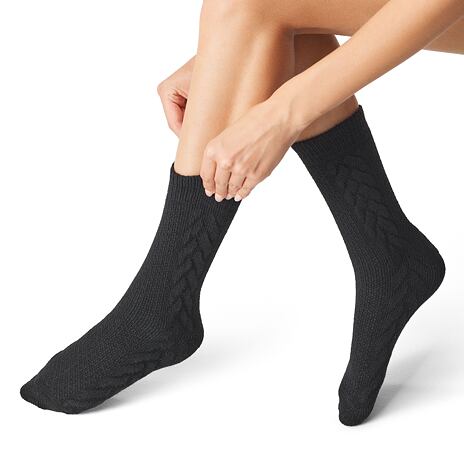 Chaussettes traditionnelles en mouton Merino noir