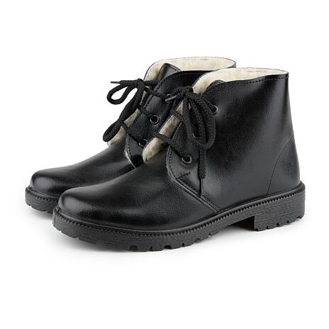 Bottes d'hiver en cuir et laine de mouton pour femmes Amelie, noir