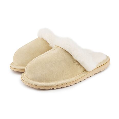 Damen Lederpantoffeln mit Schafwolle Marie beige