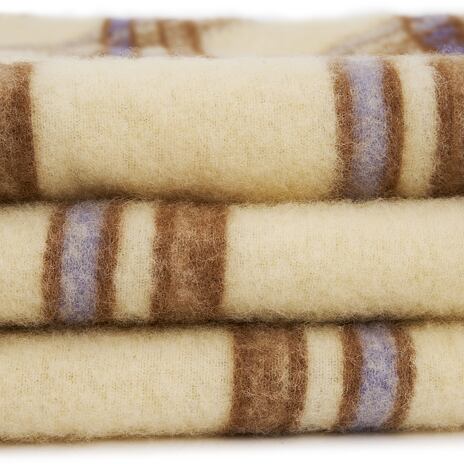 Sheep Wool Checkered Blanket Brown