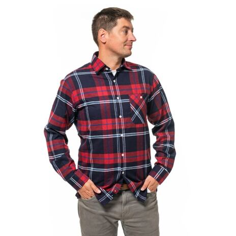 Men's Checkered Flannel Shirt Red-Blue