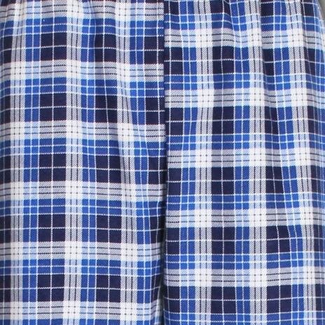 Men's Long-sleeved Checkered Flannel Pajamas Blue-White