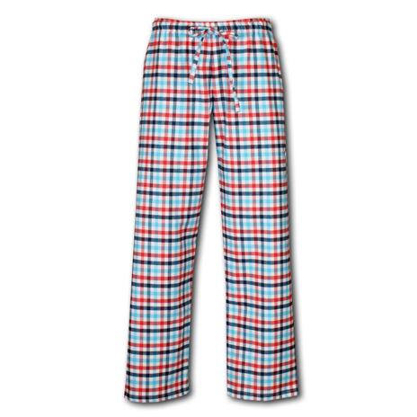 Pantaloni de damă de casă din flanel în carouri albastru-roșu