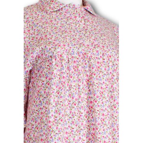 Women's Flannel Nightgown Flower Pink