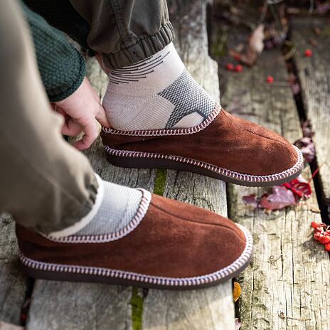 Leather “Salašky“ Slippers with Wool Lining Brown