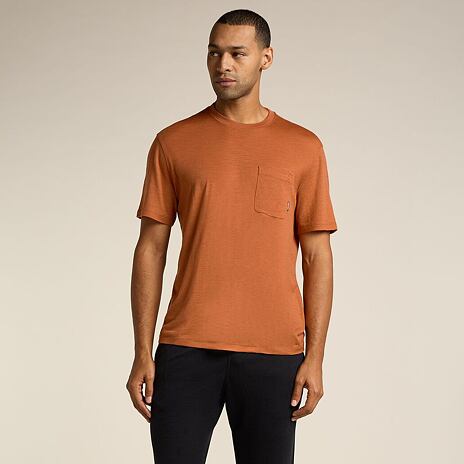 Heren T-shirt Merino 150 Tech Lite SS Relaxed Pocket Tee Icebreaker Dusty Clay