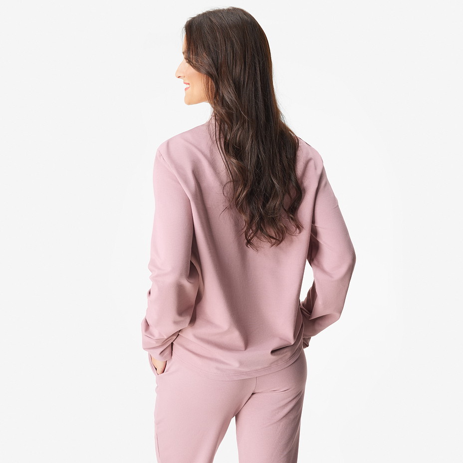 Dámska bavlnená mikina s rolákom ružová