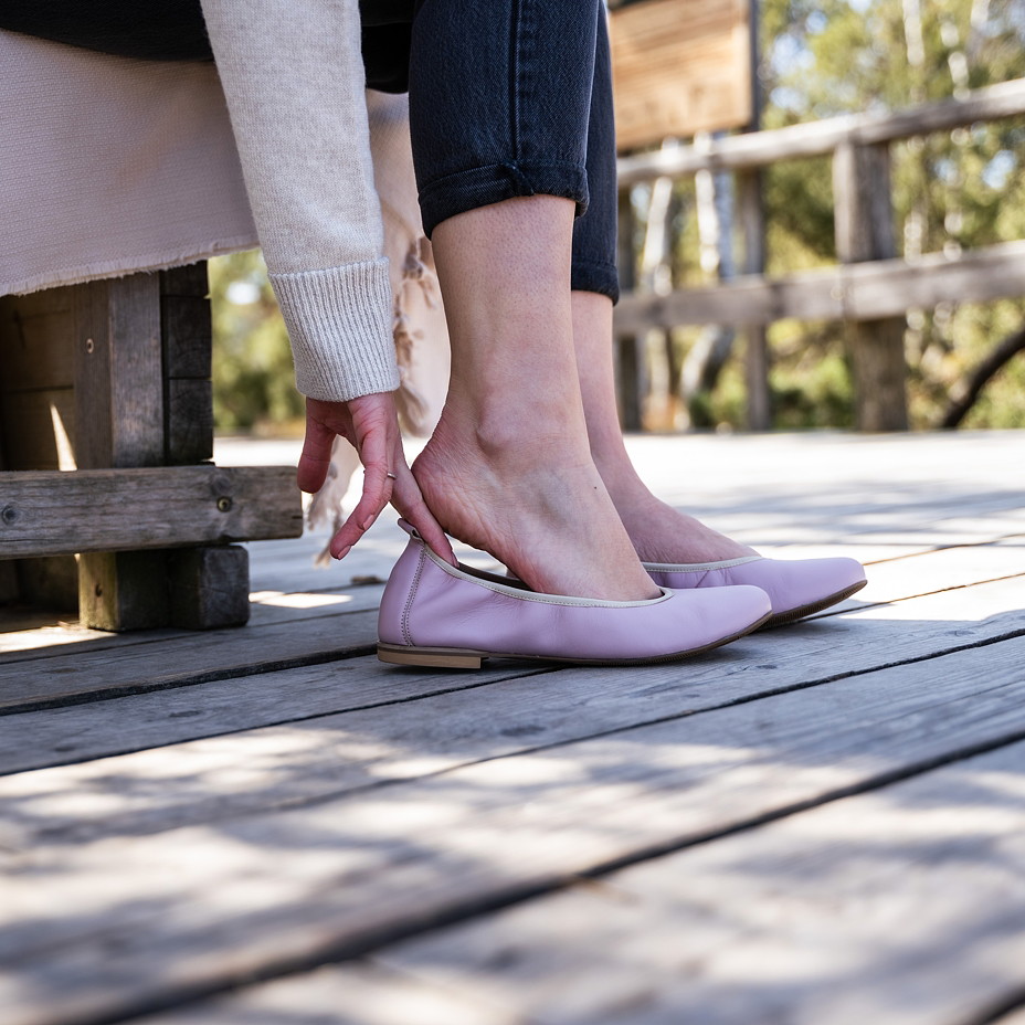 Dámske zdravotné kožené baleríny Vanda ružová