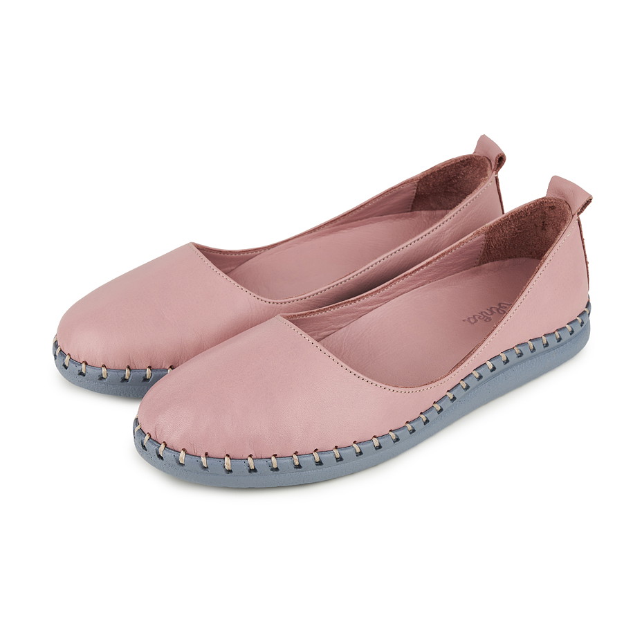 Dámské kožené baleríny Melisa růžová se šedou podrážkou