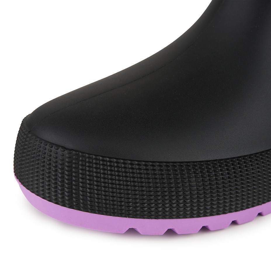 Dámské kotníkové holínky s vlněnou stélkou černá/fialová