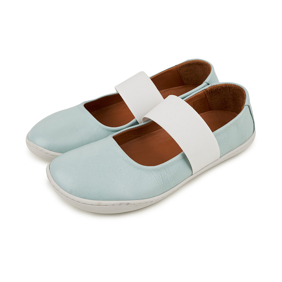 Ballerines barefoot en cuir avec élastique Dara, turquoise