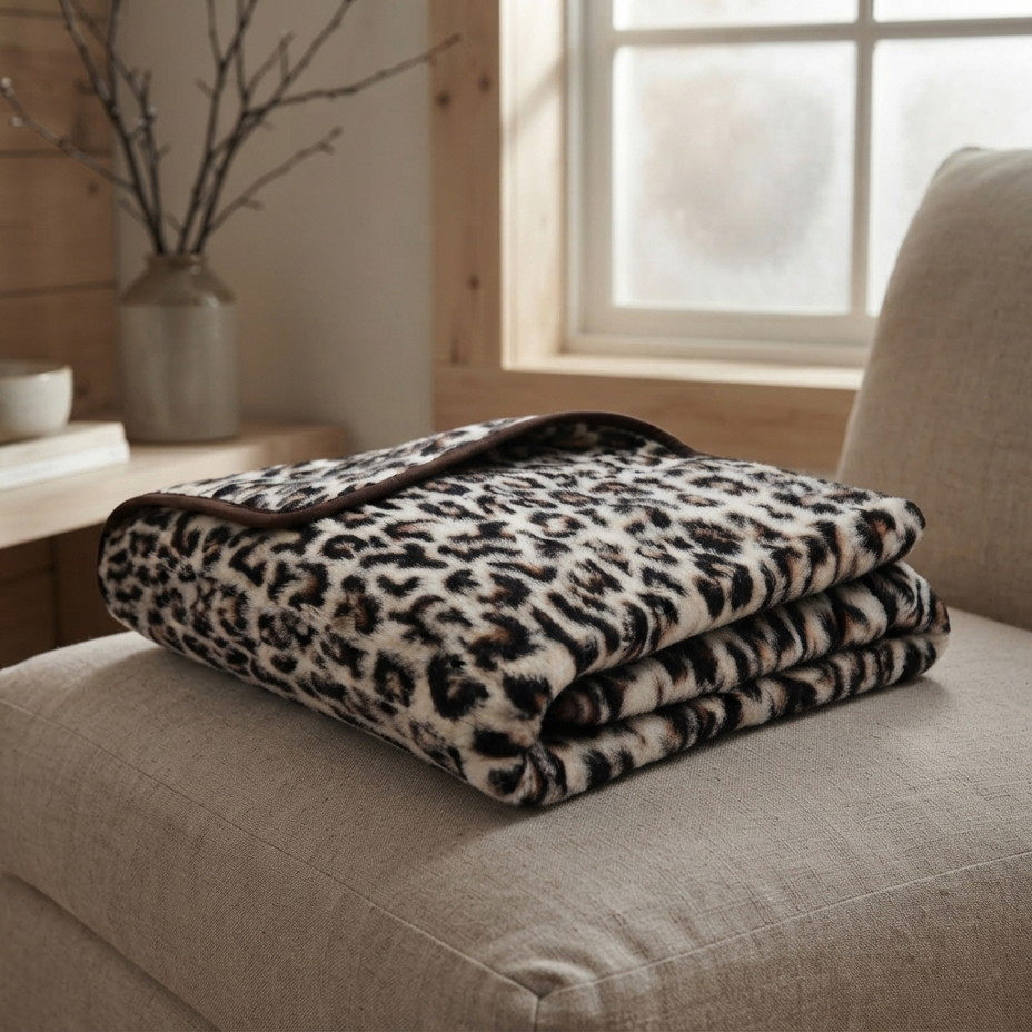 Vlněná deka Merino jednovrstvá leopard