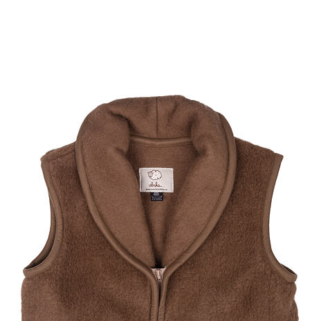 Gilet en laine de mouton avec col marron