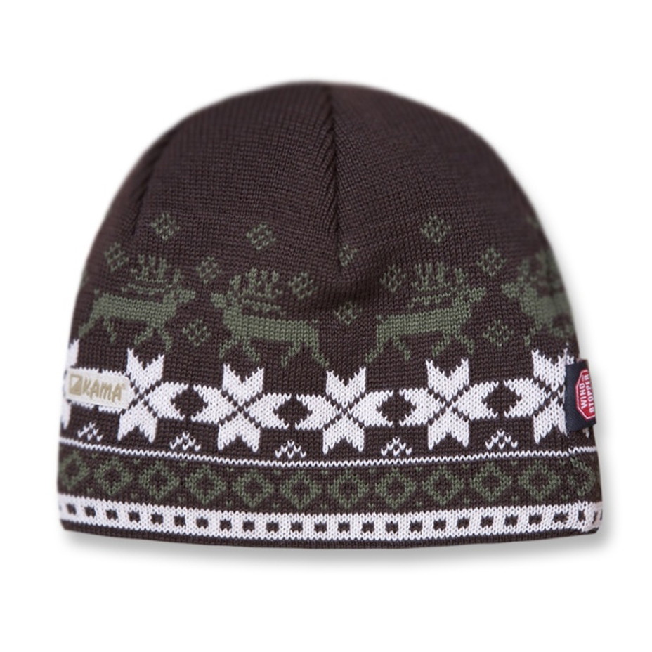 Căciulă tricotată merino KAMA LW41 - Windstopper  Maro