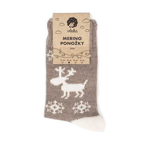Ovčí ponožky Merino sob hnědá
