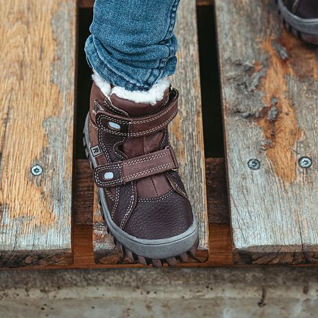 Kinder winter schoenen met schapenwol ”Bobo” bruin